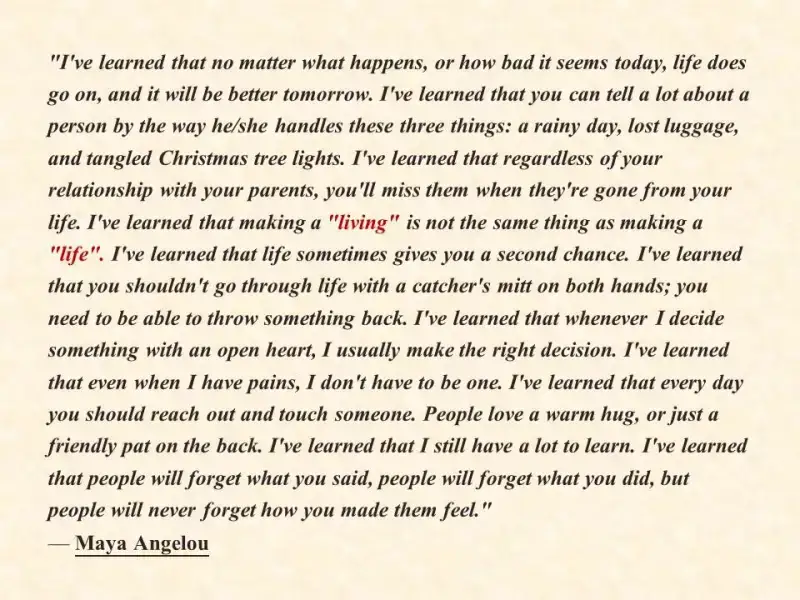 Έχω μάθει.. I have learned that no matter what happens