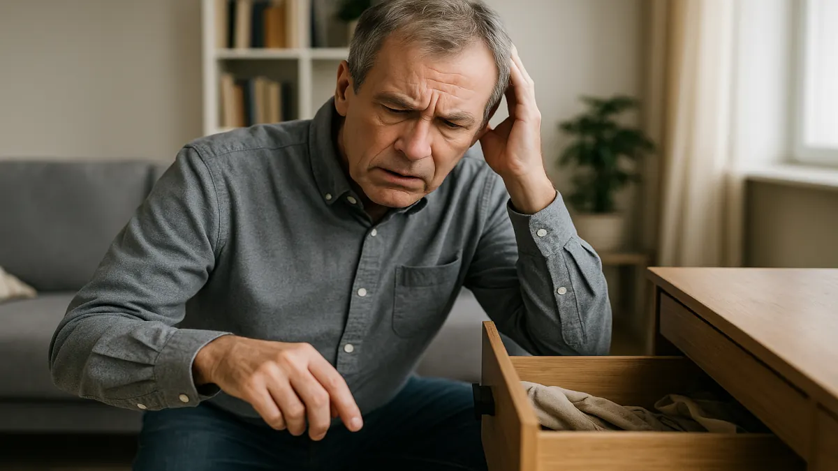 άντρας ξεχνάει που εβαλε τα πράγματα του