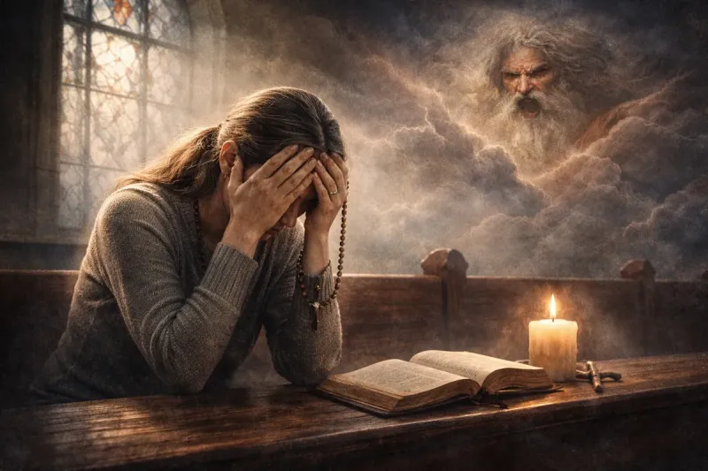 Θρησκευτικη ενοχη γυναίκα σε δυσφορία